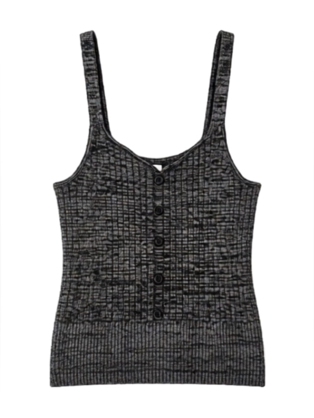 Calvin Klein Ribbed Button-Front Tank Top in Charcoal Heather